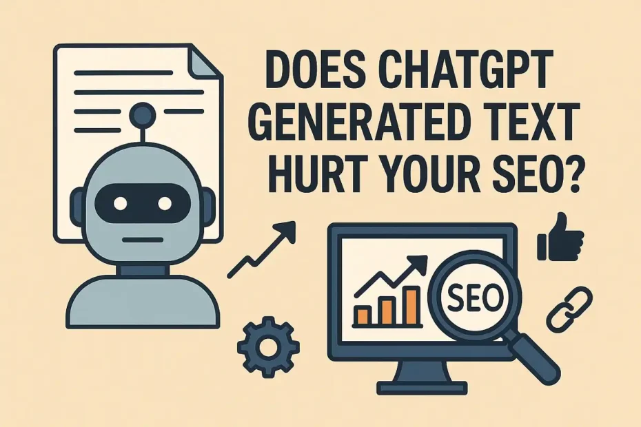 does chatgpt generated text hurt your seo - AI content and SEO impact visual illustration