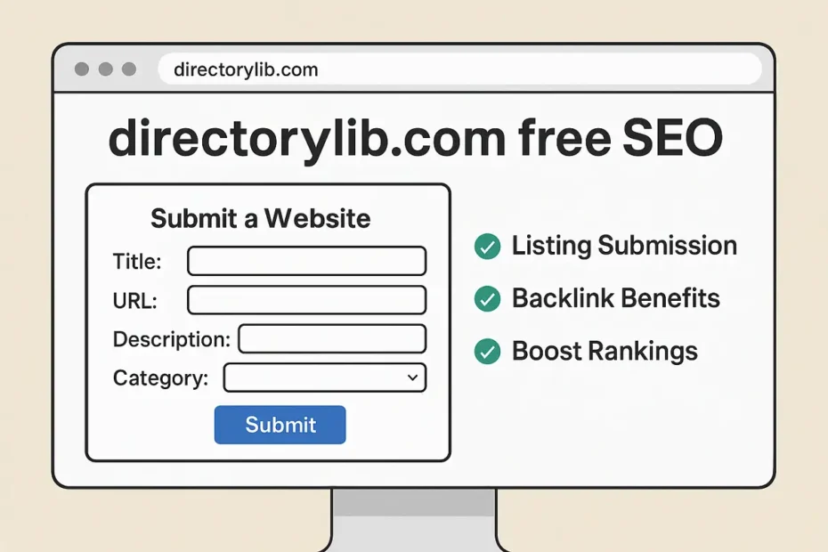 directorylib.com free SEO submission form with listing, backlink, and ranking benefits.